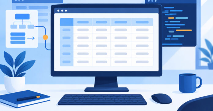 Illustration showing how to add row headers to a generated HTML table for accessibility