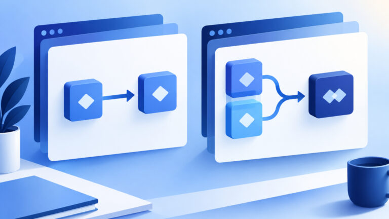 Illustration contrasting a YAML alias pointing to one node with a merge key combining two mappings