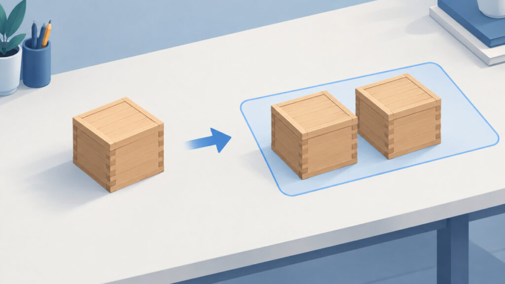 Conceptual illustration of one box versus a group of two matching boxes, representing a single XML element and repeated sibling elements